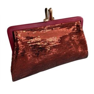 RARE Christian Louboutin Copper Sequin Clutch Kisslock Bag